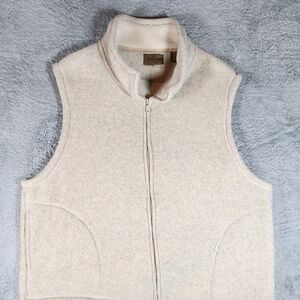 St. John’s Bay Men’s Fleece Sweater Vest Size 2XL Beige Full Zip Lightweight